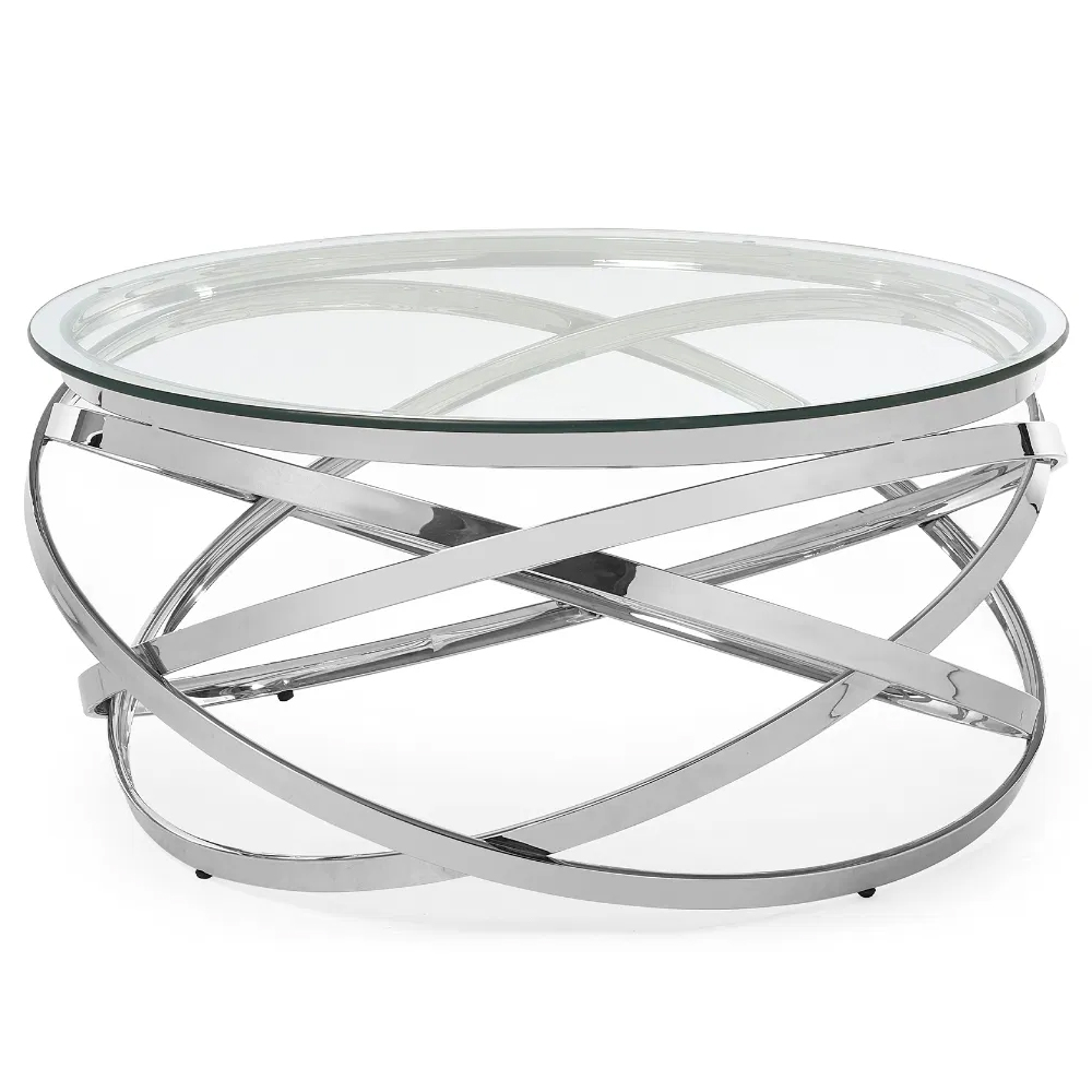 Verdun Clear Class Coffee Table With Chrome Frame