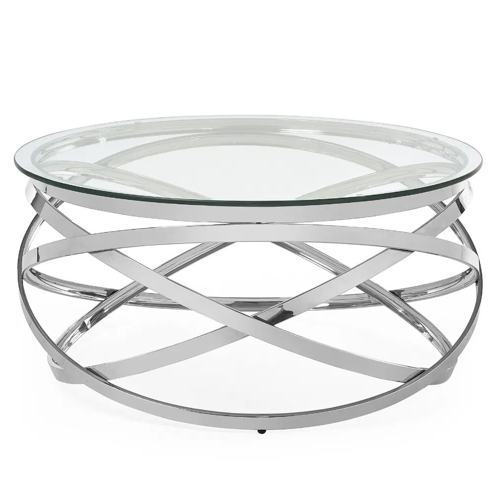 Verdun Clear Class Coffee Table With Chrome Frame