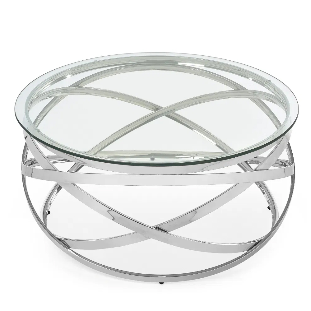 Verdun Clear Class Coffee Table With Chrome Frame