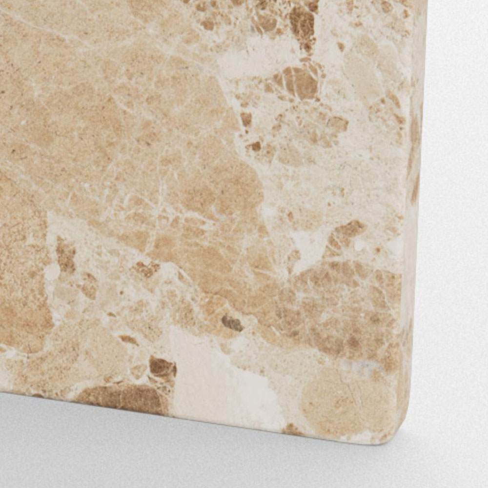 Verdun Clear Tempered Glass Top Coffee Table with Matt Latte Brown Lacquered Marble Base