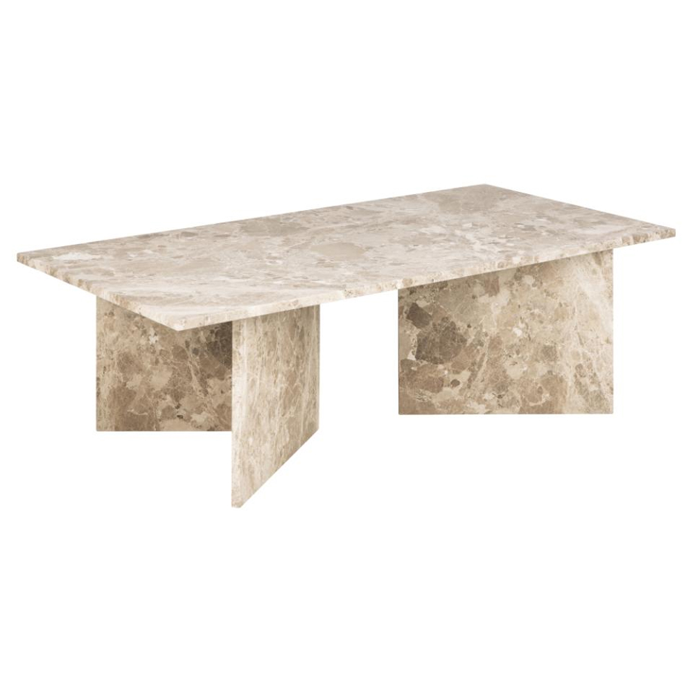 Verdun Marble Rectangular Coffee Table In Matt Latte Brown