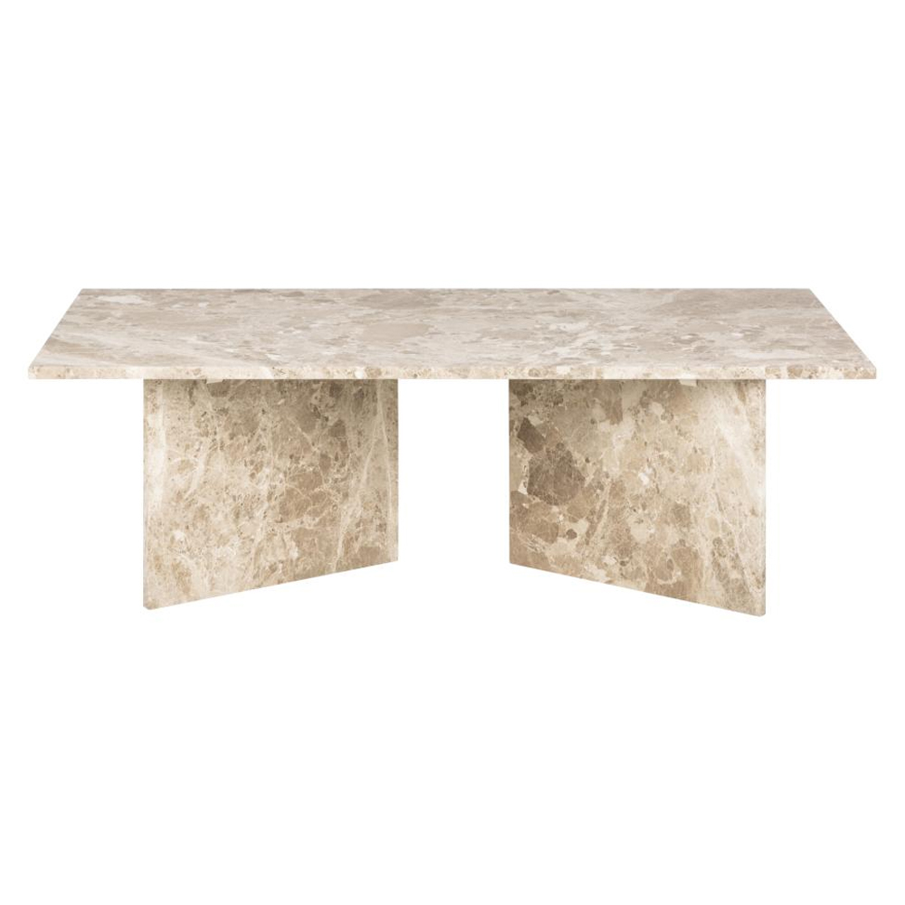 Verdun Marble Rectangular Coffee Table In Matt Latte Brown