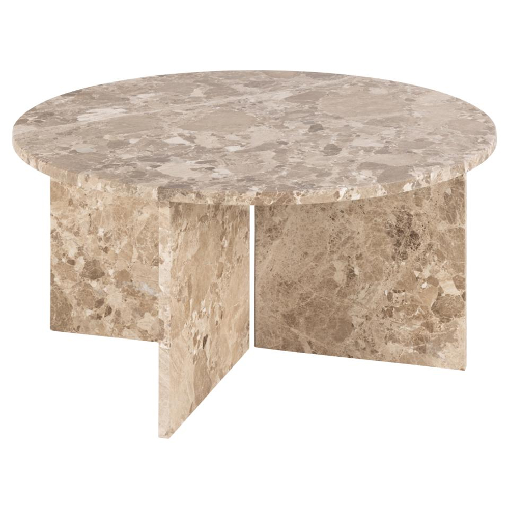 Verdun Marble Round Coffee Table In Matt Latte Brown