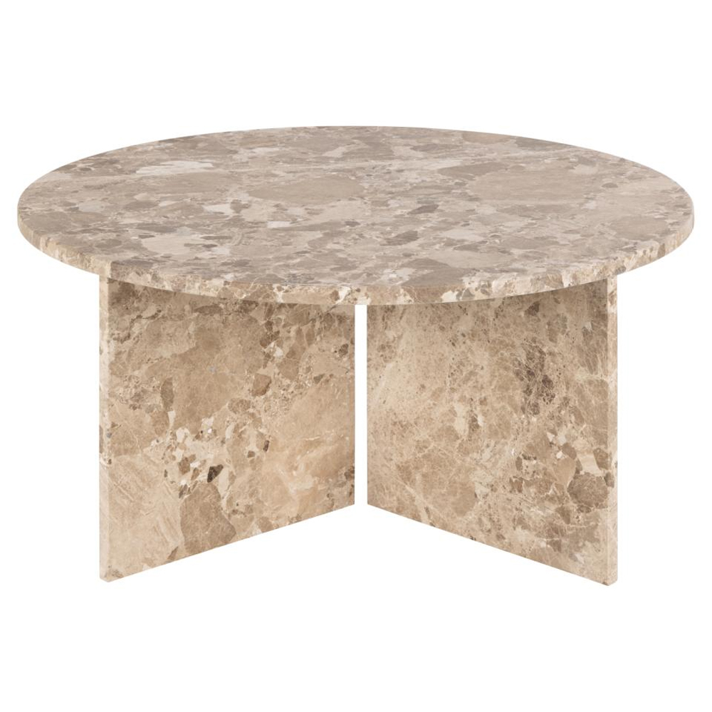 Verdun Marble Round Coffee Table In Matt Latte Brown