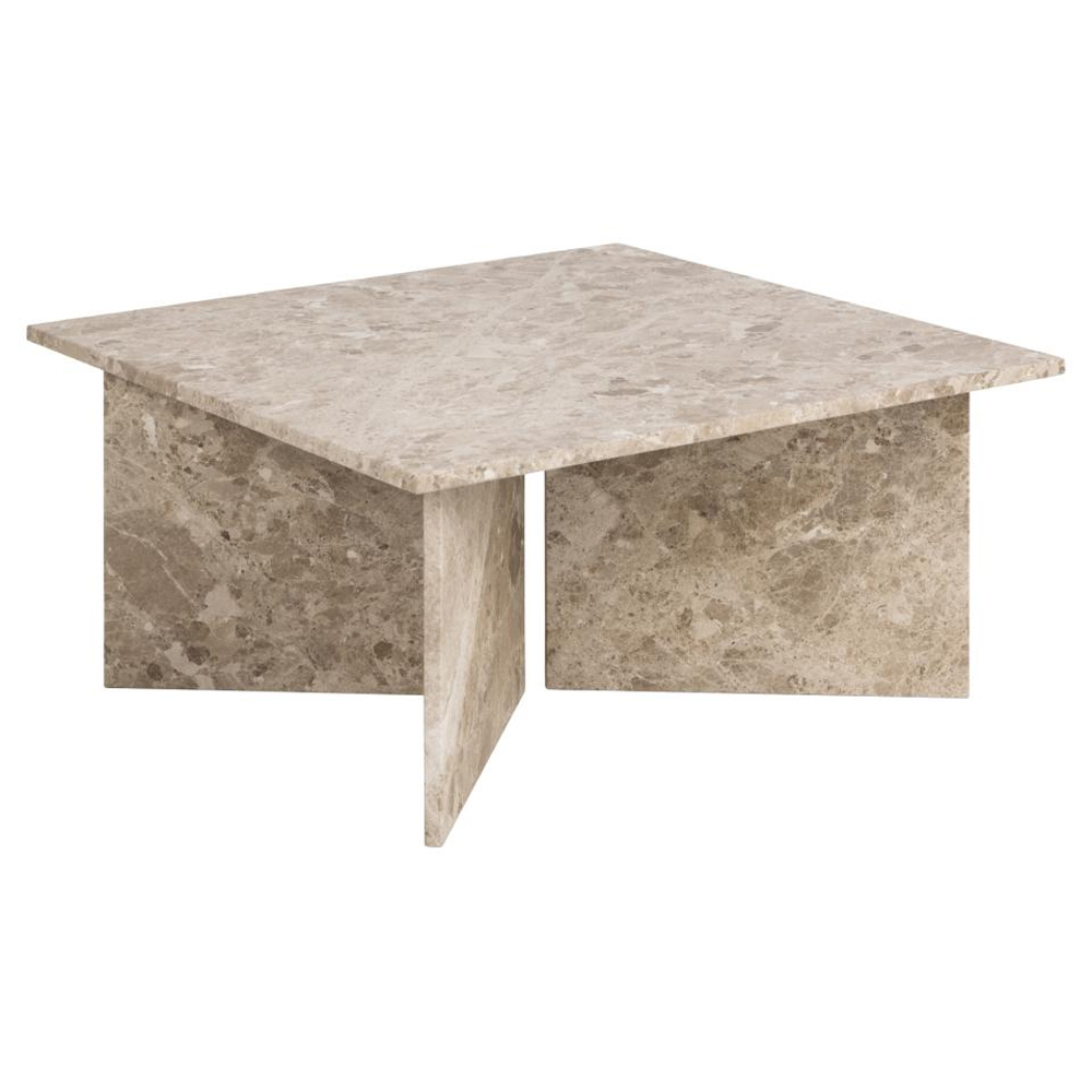Verdun Marble Square Coffee Table In Matt Latte Brown
