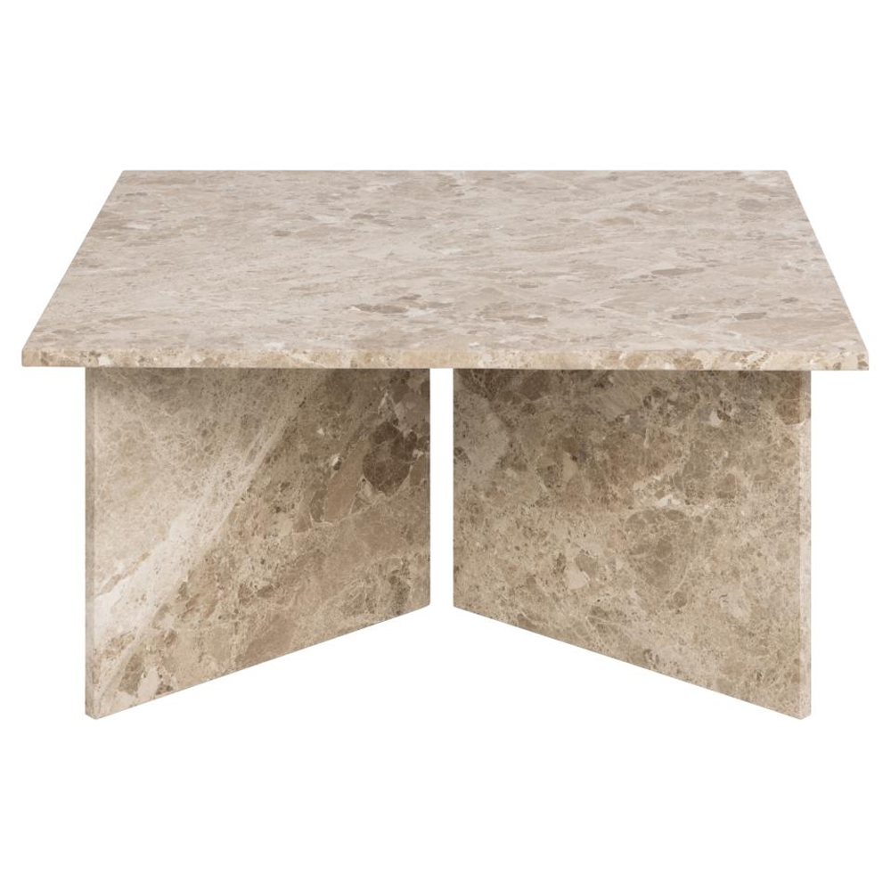 Verdun Marble Square Coffee Table In Matt Latte Brown