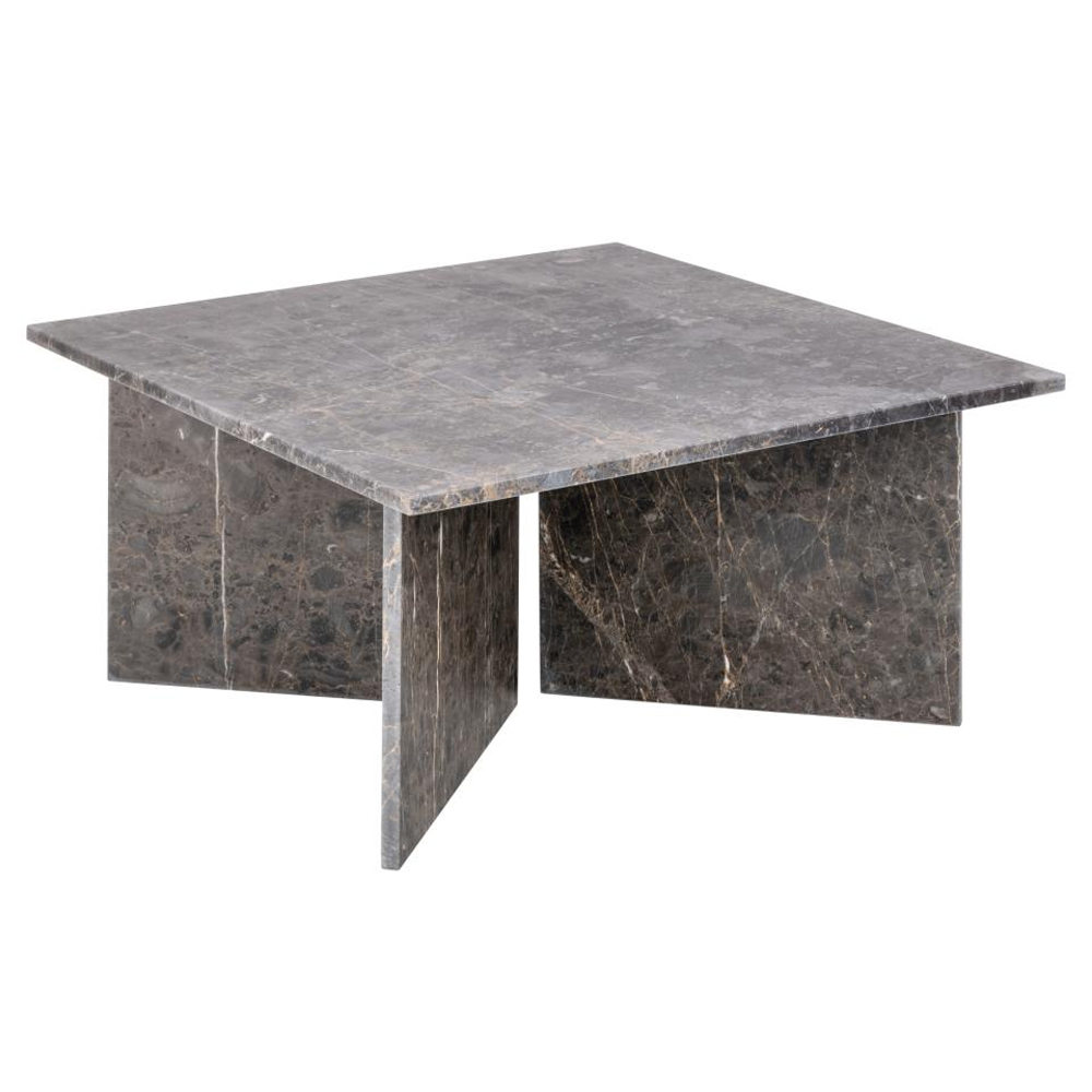 Verdun Marble Square Coffee Table In Matt Marron Brown