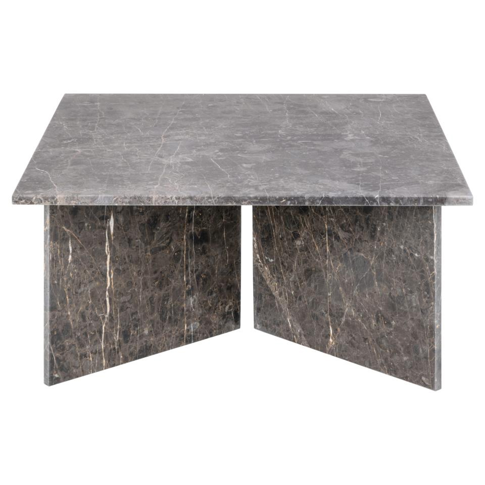 Verdun Marble Square Coffee Table In Matt Marron Brown