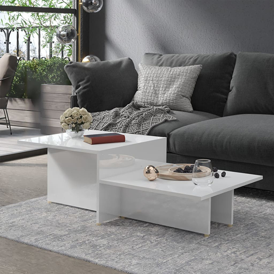 Product photograph of Vered High Gloss Coffee Table In White from Furniture in Fashion