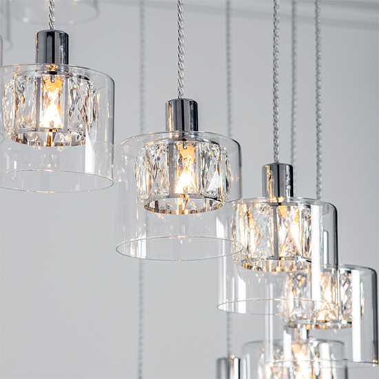 Verina 12 Lights Clear Glass Pendant Light In Chrome