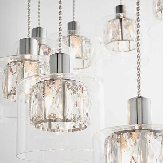 Verina 12 Lights Clear Glass Pendant Light In Chrome