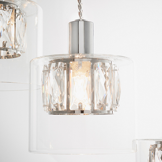 Verina 12 Lights Clear Glass Pendant Light In Chrome