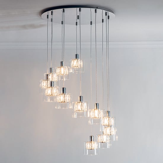 Read more about Verina 12 lights clear glass pendant light in chrome