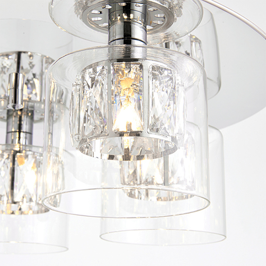 Verina 5 Lights Clear Glass Flush Ceiling Light In Chrome