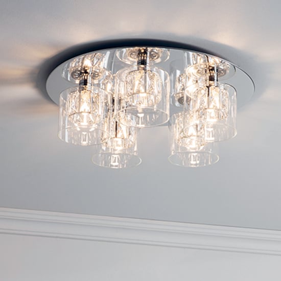 Read more about Verina 5 lights clear glass flush ceiling light in chrome