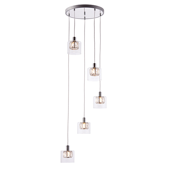 Photo of Verina 5 lights clear glass pendant light in chrome