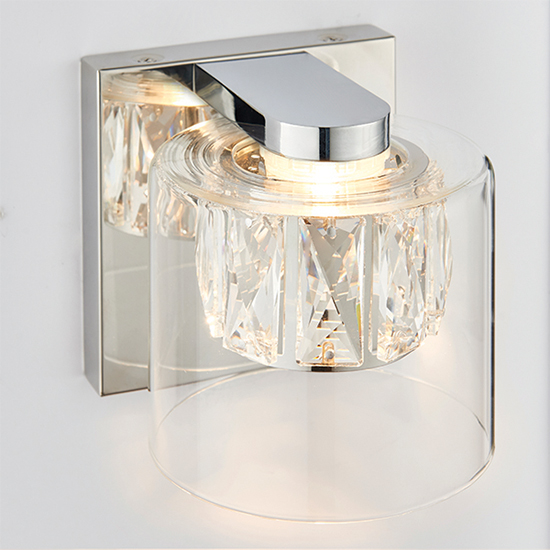 Verina Clear Glass Wall Light In Chrome