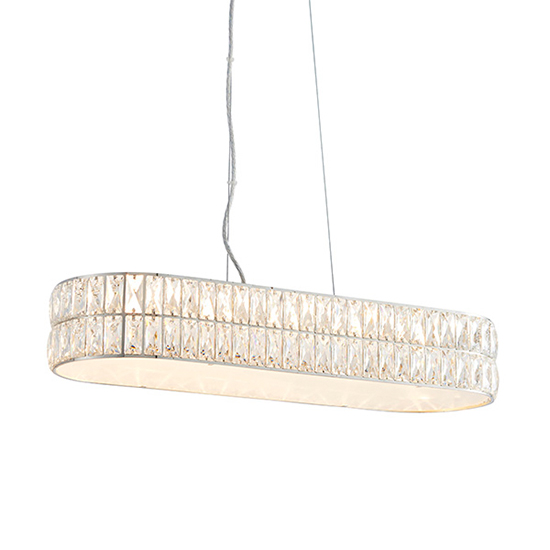 Verina LED 5 Lights Crystal Linear Pendant Light In Chrome