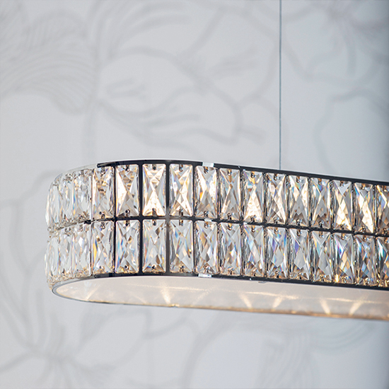 Verina LED 5 Lights Crystal Linear Pendant Light In Chrome