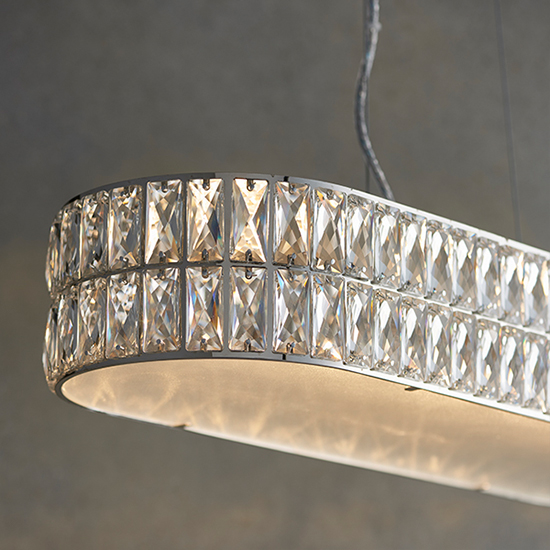 Verina LED 5 Lights Crystal Linear Pendant Light In Chrome