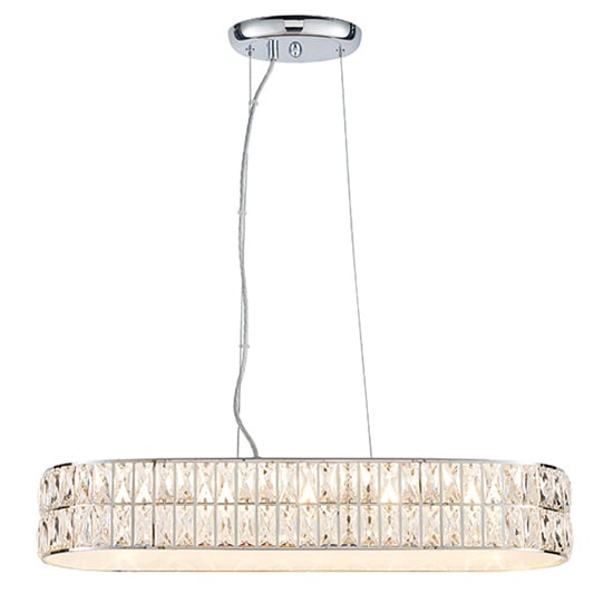 Product photograph of Verina Led 5 Lights Crystal Linear Pendant Light In Chrome from Furniture in Fashion