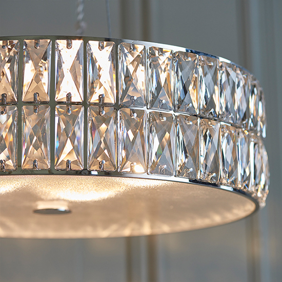 Verina LED 5 Lights Crystal Round Pendant Light In Chrome