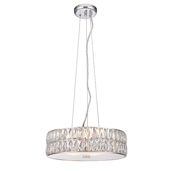 Product photograph of Verina Led 5 Lights Crystal Round Pendant Light In Chrome from Furniture in Fashion