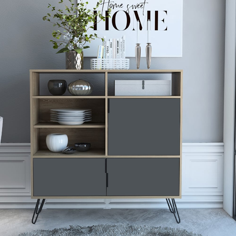 Read more about Veritate wooden sideboard with 3 doors in grey and oak