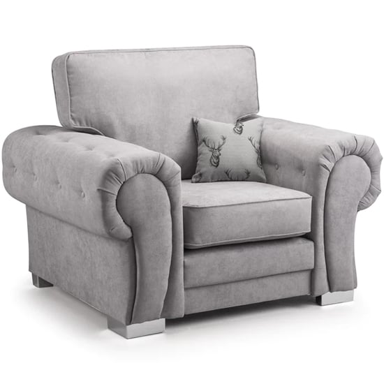 Product photograph of Verna Fullback Fabric Armchair In Grey from Furniture in Fashion