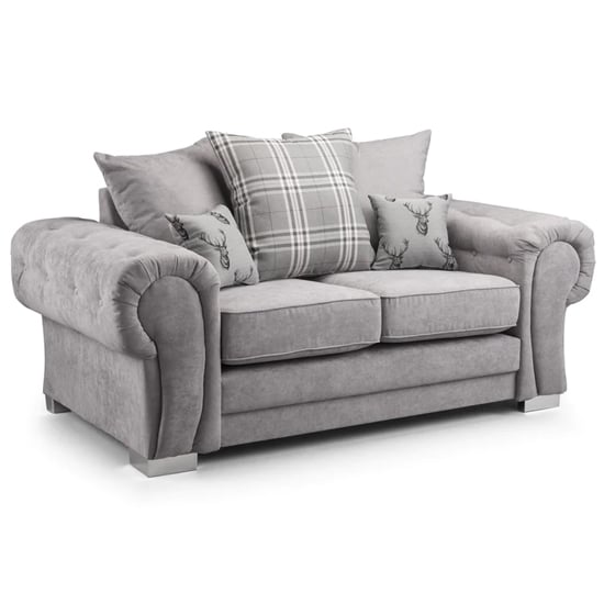 Verna Scatterback Fabric 2 Seater Sofa In Grey