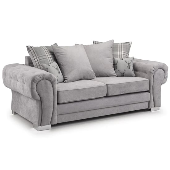 Product photograph of Verna Scatterback Fabric 3 Seater Sofa In Grey from Furniture in Fashion