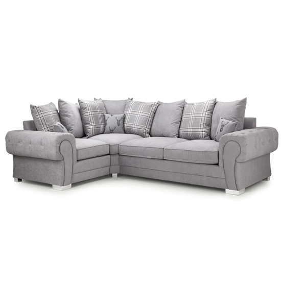 Verna Scatterback Fabric Corner Sofa Bed Left Hand In Grey thumbnail
