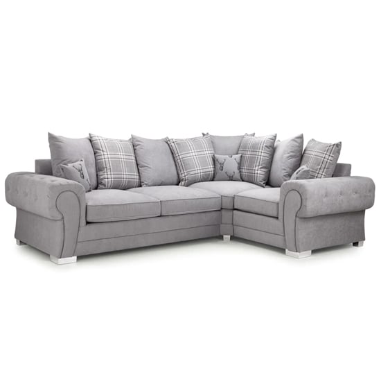 Product photograph of Verna Scatterback Fabric Corner Sofa Bed Right Hand In Grey from Furniture in Fashion
