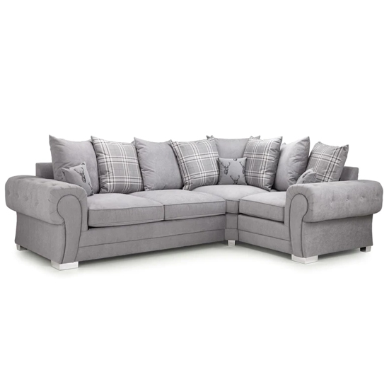 Verna Scatterback Fabric Corner Sofa Bed Right Hand In Grey thumbnail