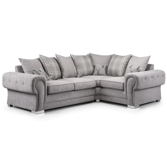 Verna Scatterback Fabric Corner Sofa Right Hand In Grey