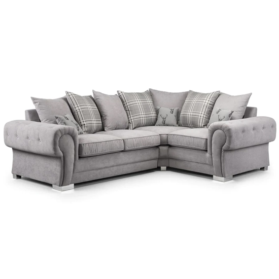 Verna Scatterback Fabric Corner Sofa Right Hand In Grey thumbnail