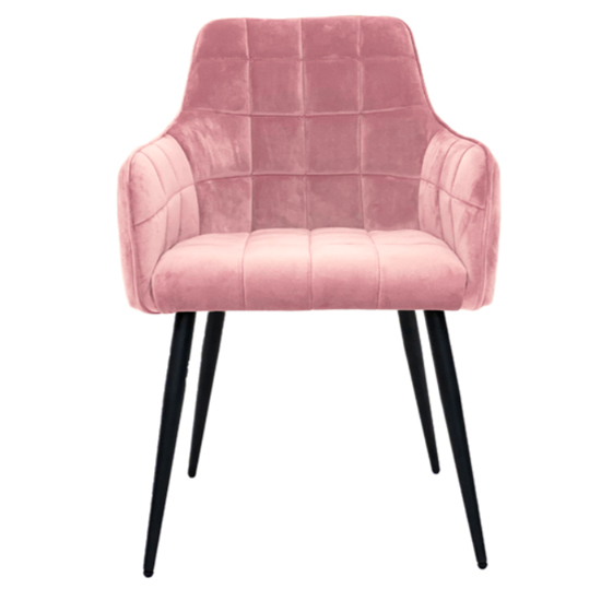 Vernal Blush Velvet Dining Chairs With Black Legs In Pair Furniture