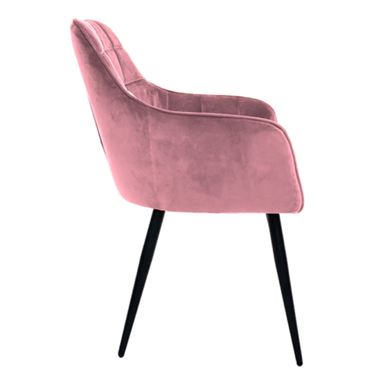 Vernal Blush Velvet Dining Chairs With Black Legs In Pair Furniture