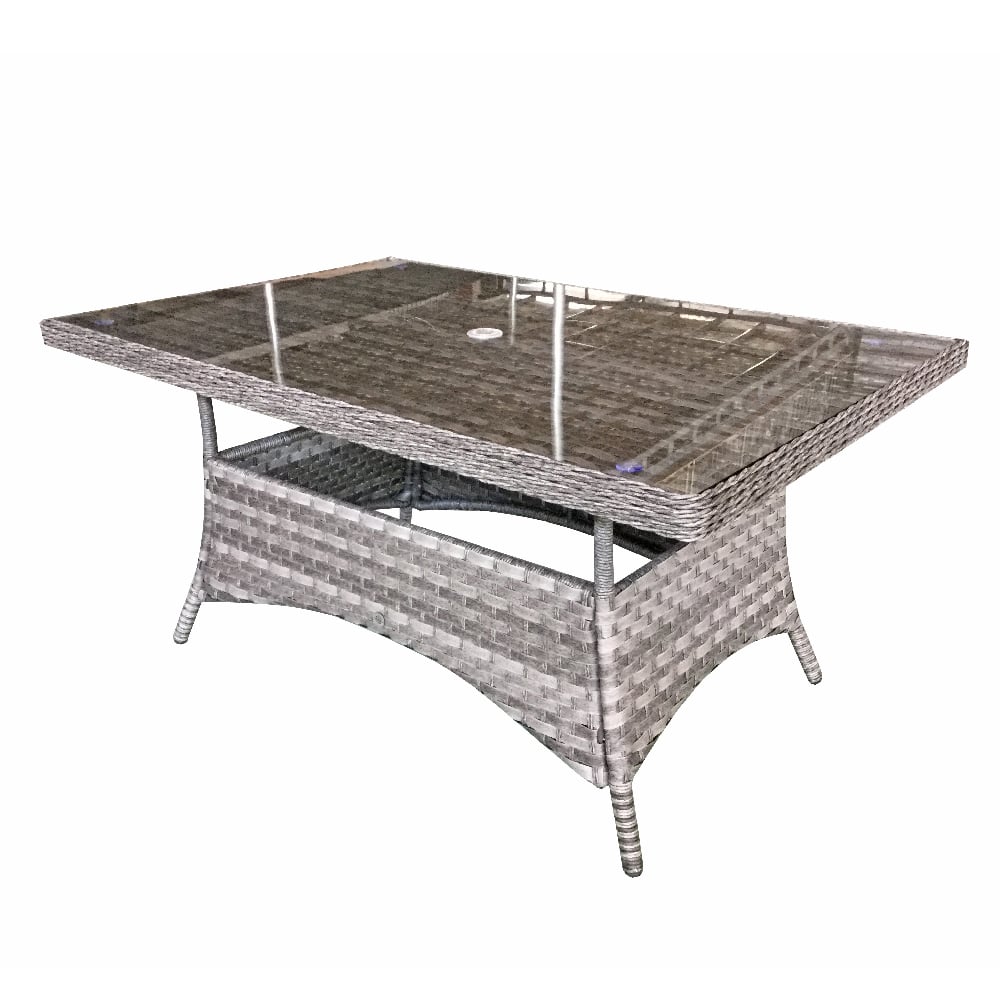 Vernal Glass Top Garden Rectangular Dining Table In Grey Vernal Glass Top Garden Rectangular Dining Table In Grey