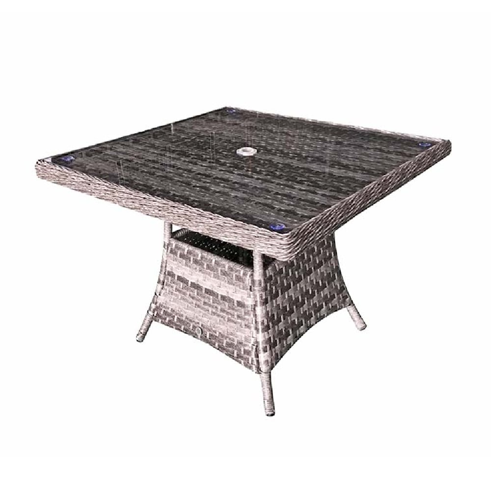 Vernal Glass Top Garden Square Dining Table In Grey Vernal Glass Top Garden Square Dining Table In Grey