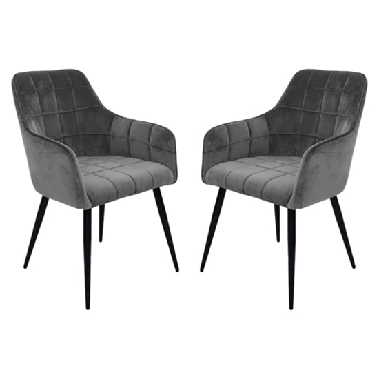 Gabriela grey velvet dining chairs with chrome legs in a Browse over
