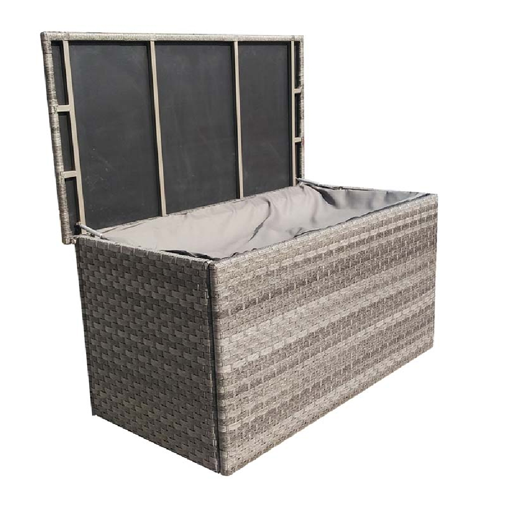 Vernal Large Rattan Outdoor Storage Box In Grey