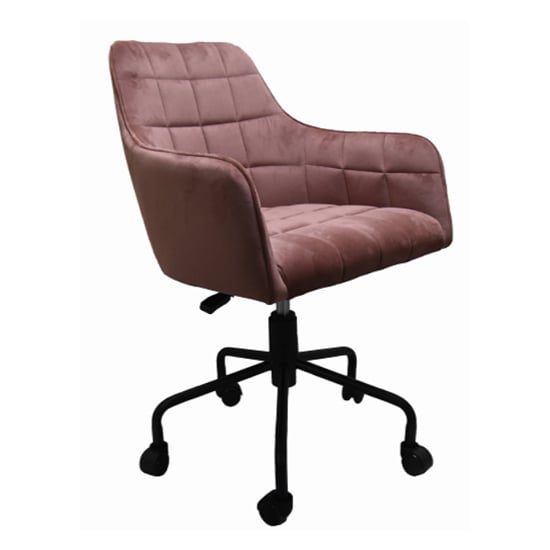 Product photograph of Vernal Swivel Velvet Home And Office Chair In Blush from Furniture in Fashion