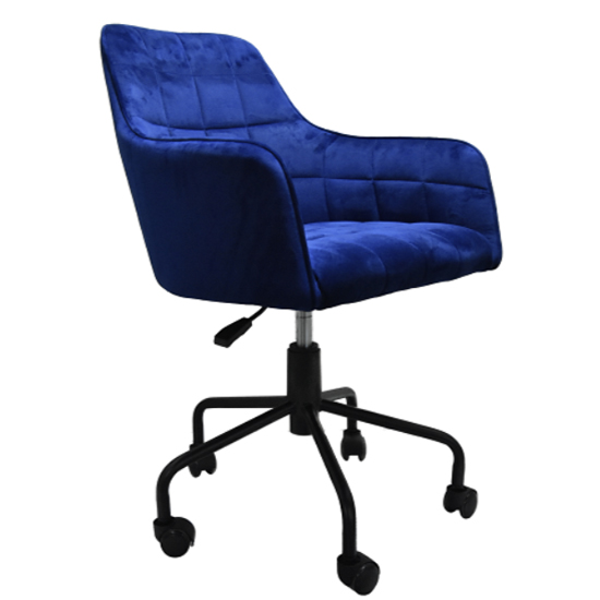 Product photograph of Vernal Swivel Velvet Home And Office Chair In Navy from Furniture in Fashion