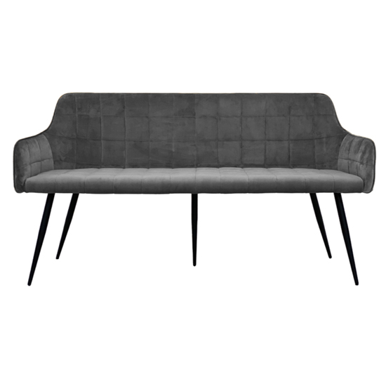 Vernal Velvet Dining Bench In Grey With Black Metal Legs Furniture in Fashion