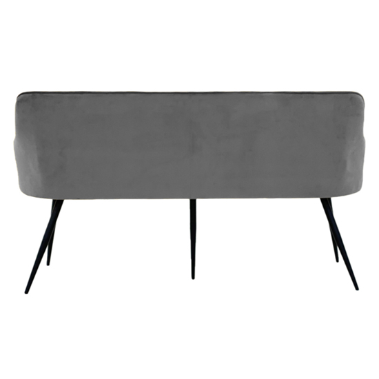 Vernal Velvet Dining Bench In Grey With Black Metal Legs Furniture in Fashion