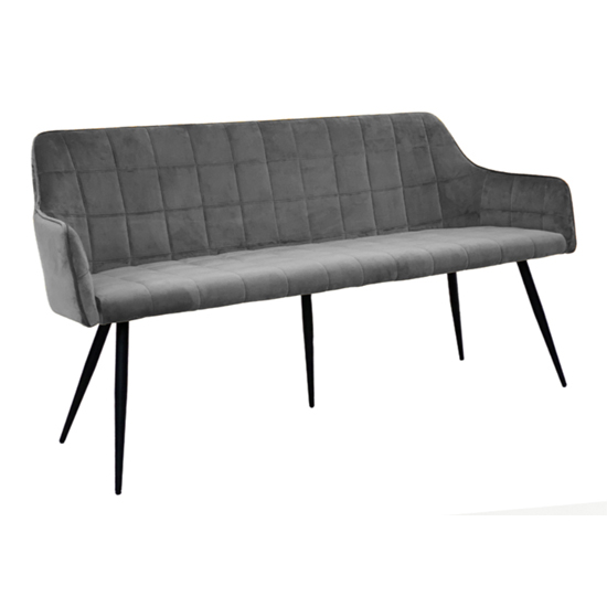Read more about Vernal velvet dining bench in grey with black metal legs