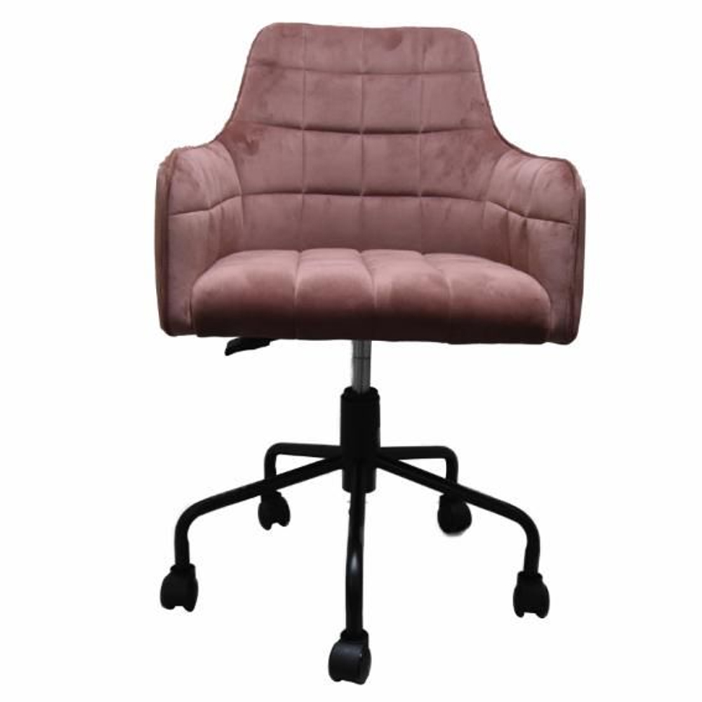 Vernal Velvet Swivel Home And Office Chair In Blush