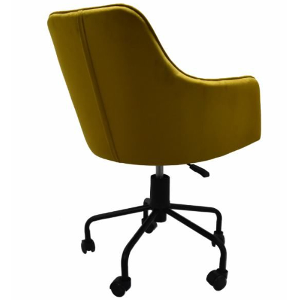 Vernal Velvet Swivel Home And Office Chair In Mustard