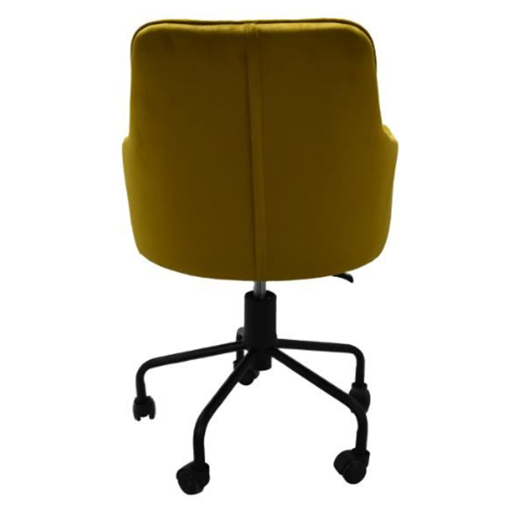 Vernal Velvet Swivel Home And Office Chair In Mustard